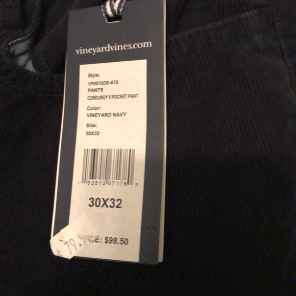 Vineyard Vines NWT corduroy navy pants - Picture 3 of 7